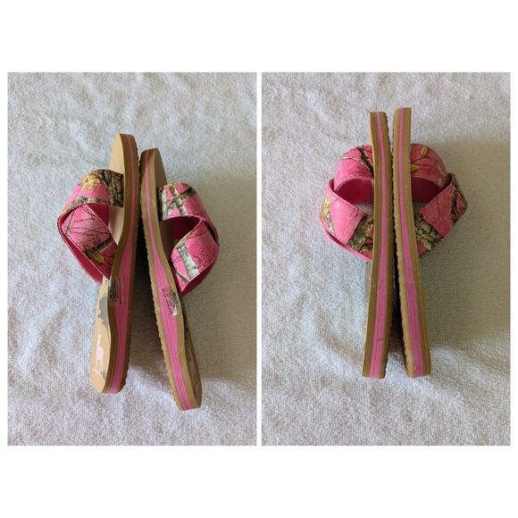 Realtree Women's Pink Open Toe Camo Criss Cross Slide Sandal  Sz 9/10 - Picture 7 of 9